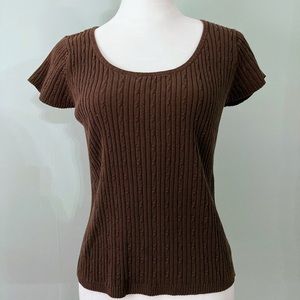 VILLAGER by Liz Vintage 90s Claiborne Short Sleeve Ribbed Sweater